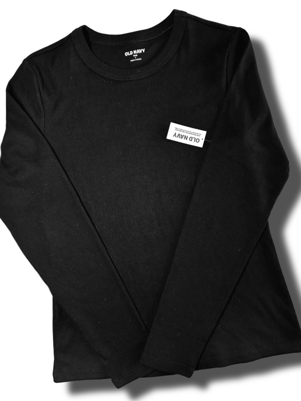 T-Shirt | Old Navy | Black Ribbed | Long Sleeve.